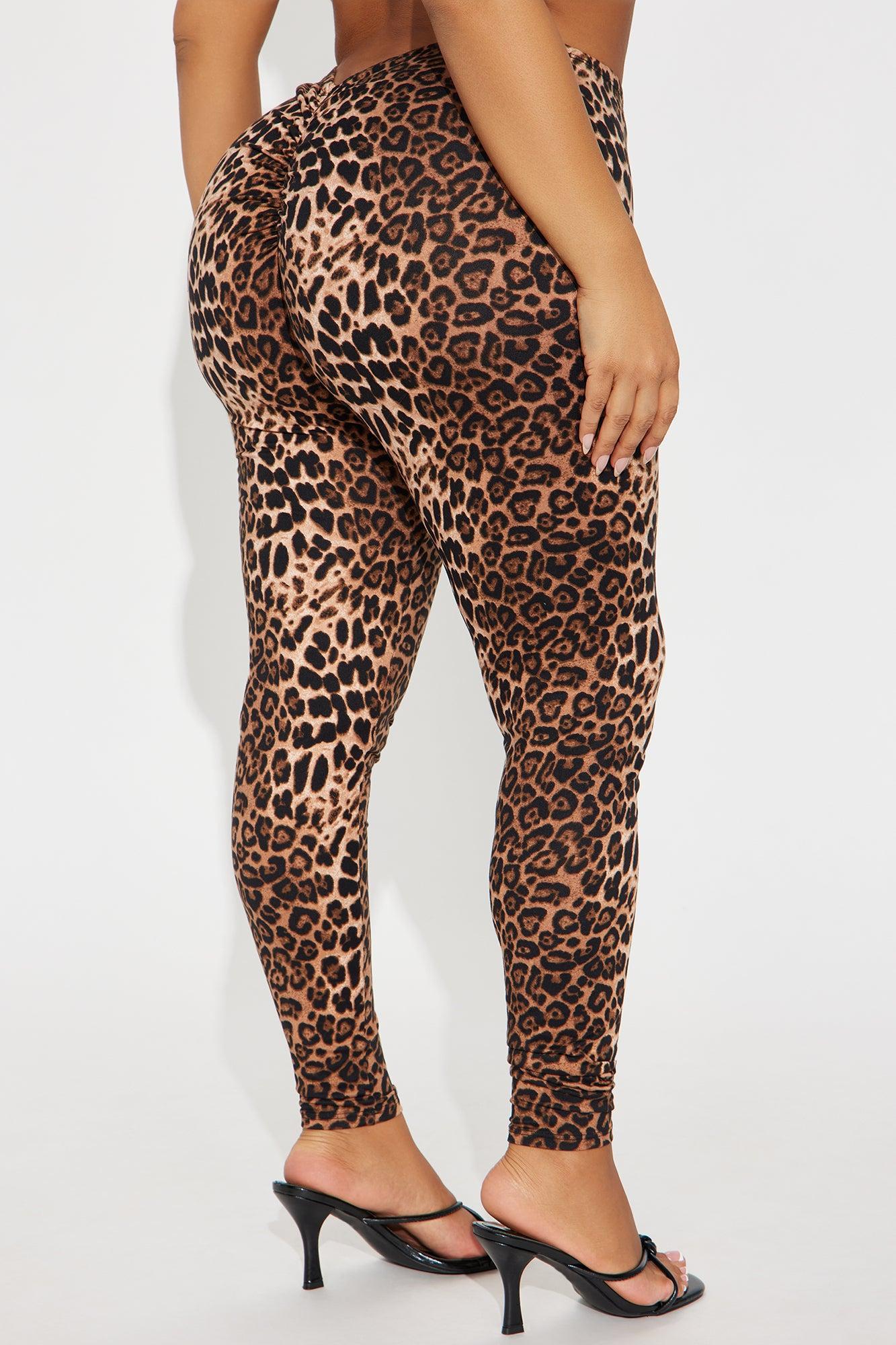 Unapologetically Fierce Leopard Butt Ruched Legging - Brown Combo Product Image