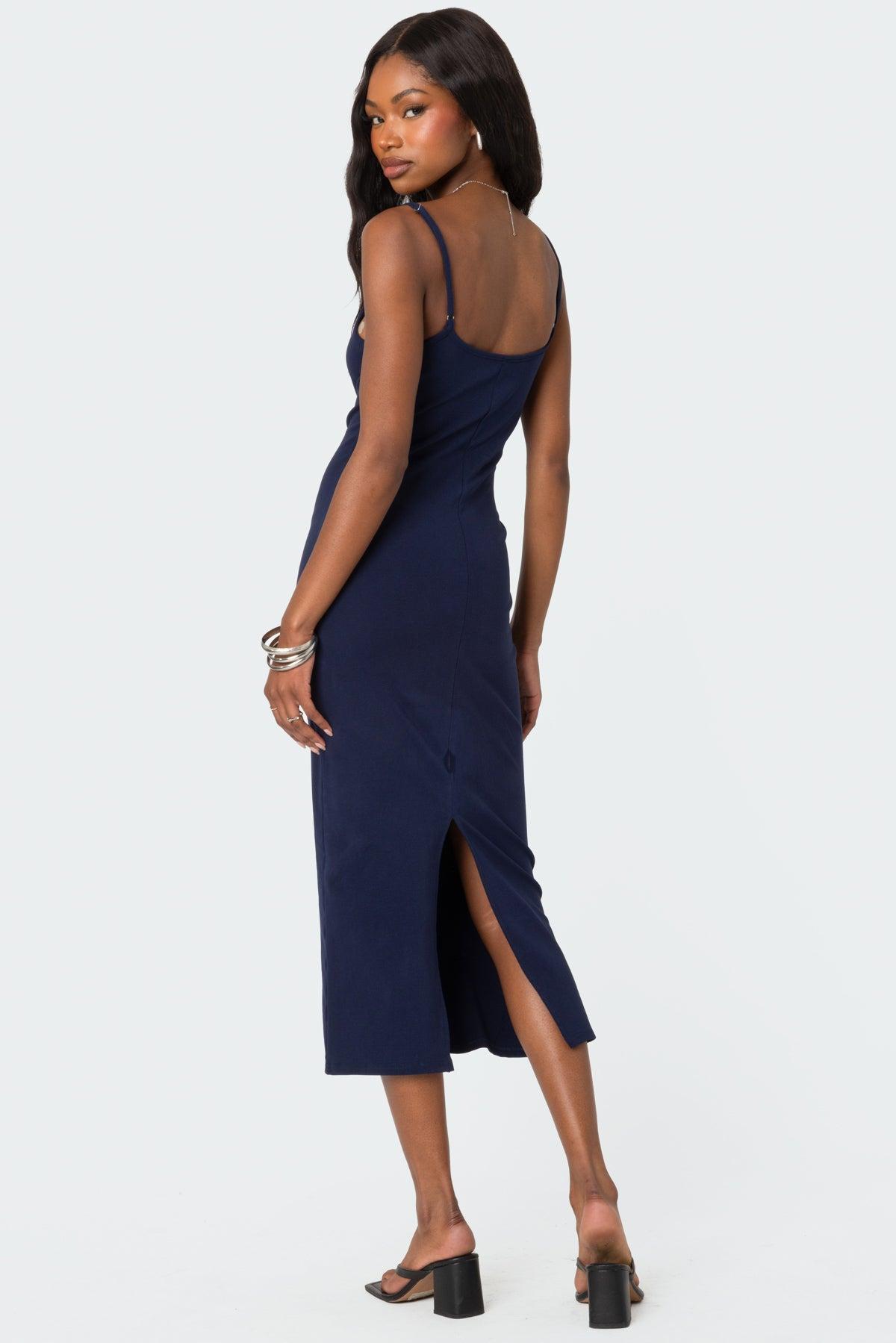 Air Back Slitted Midi Dress Product Image