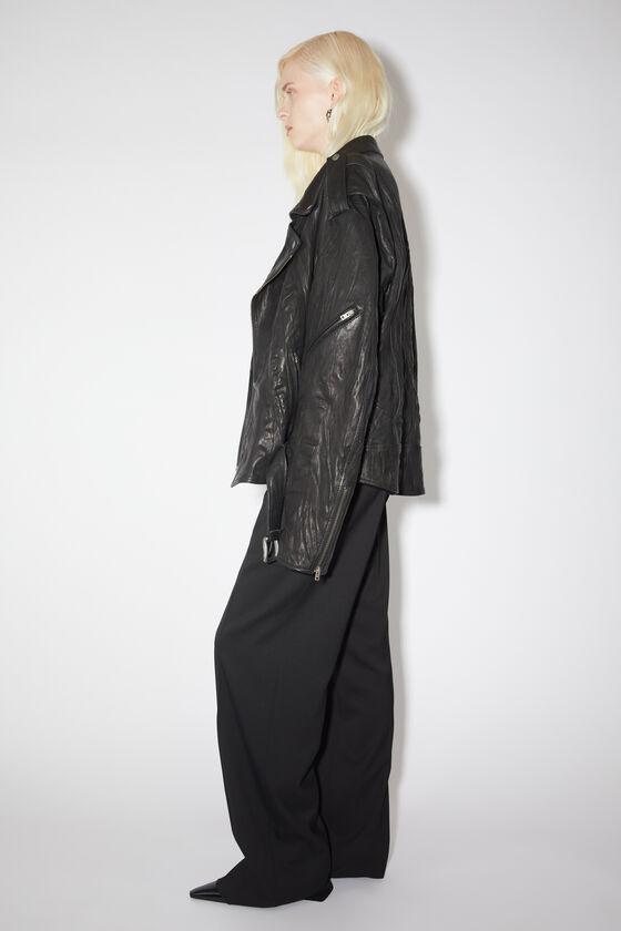 Crinkled leather biker jacket Product Image
