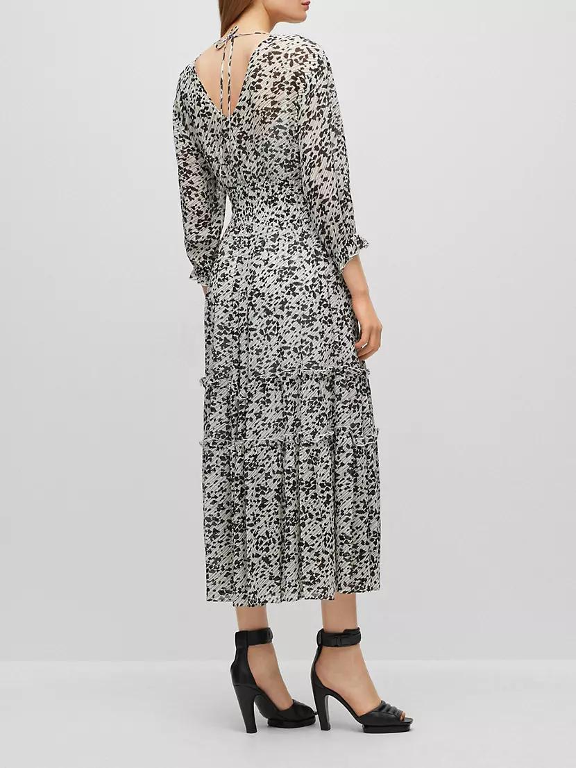Midi Dress With Seasonal Print And V-Neckline Product Image