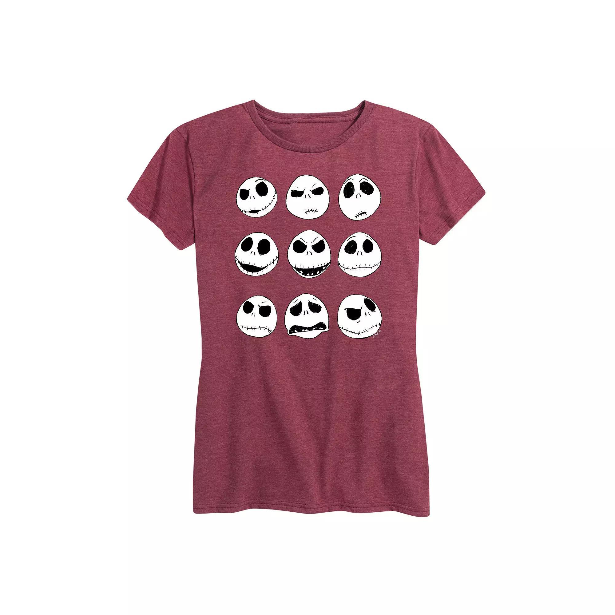 Disneys Nightmare Before Christmas Womens Jack Faces Graphic Tee, Girls Product Image