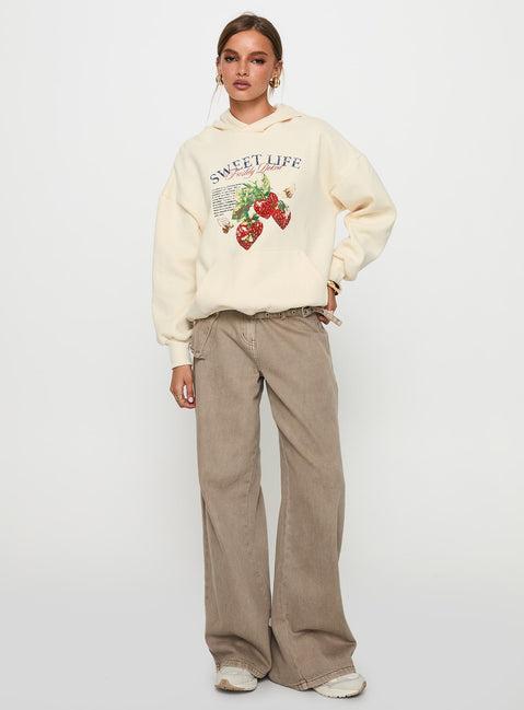 Sweet Life Graphic Sweater Cream Product Image