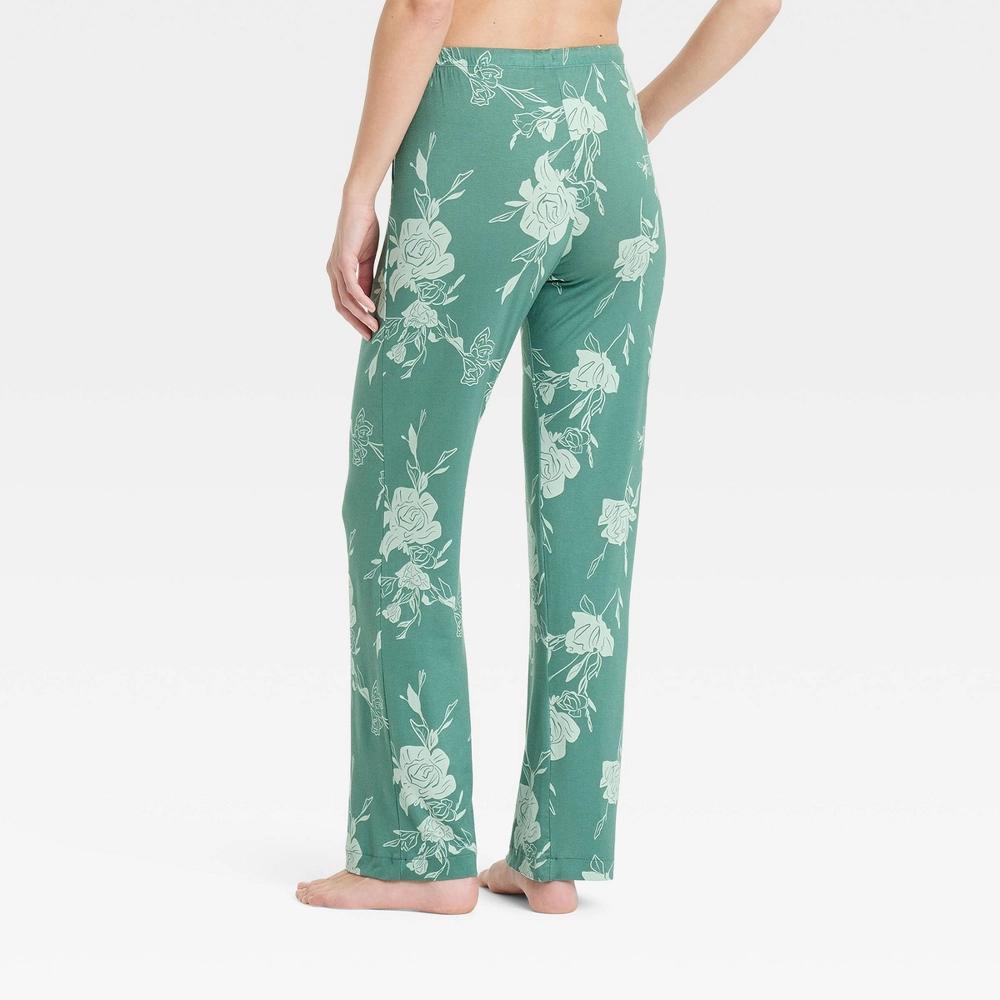 Women's Cloud Knit Pajama Pants - Auden™ Green/Floral M Product Image