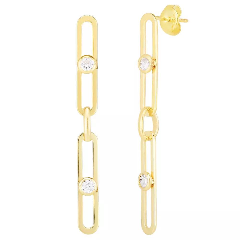 Sunkissed Sterling 14k Gold Over Silver Cubic Zirconia Link Drop Earrings, Women's, Gold Tone Product Image