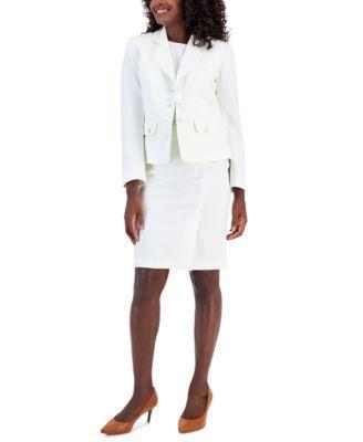 Le Suit Womens Check Three-Button Jacket & Skirt Suit, Regular and Petite Sizes Product Image