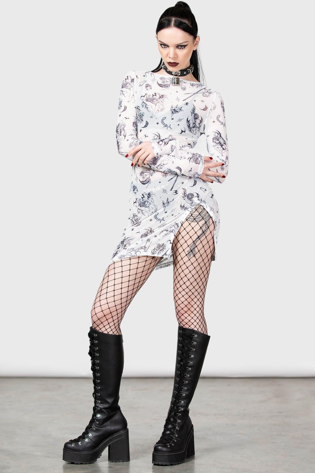 Dazed Skull Dress / White / 95% Polyester 5% Elastane Product Image