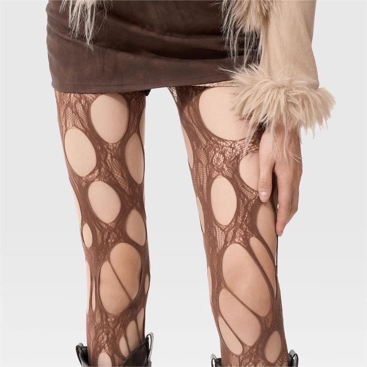 Plain Cutout Fishnet Tights Product Image