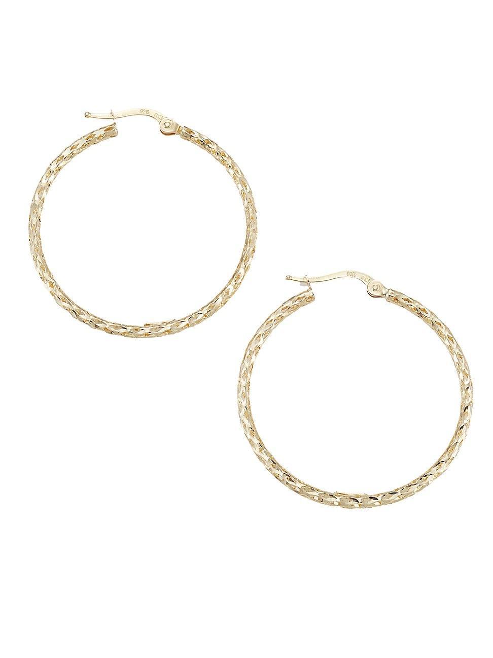 Womens 14K Gold Diamond-Cut Hoops Product Image
