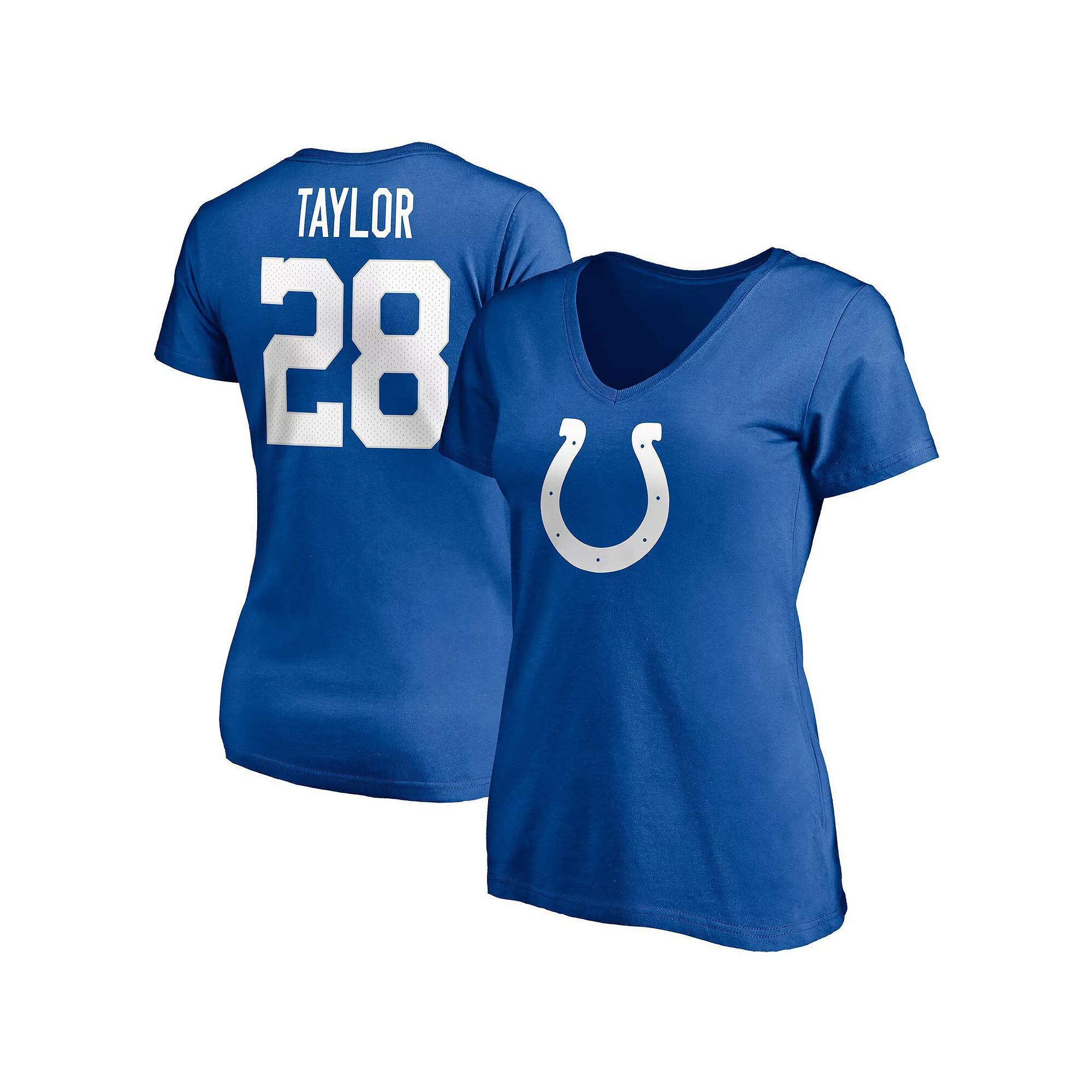 Women's Fanatics Branded Jonathan Taylor Royal Indianapolis Colts Player Icon Name & Number V-Neck T-Shirt, Size: 2XL, Blue Product Image