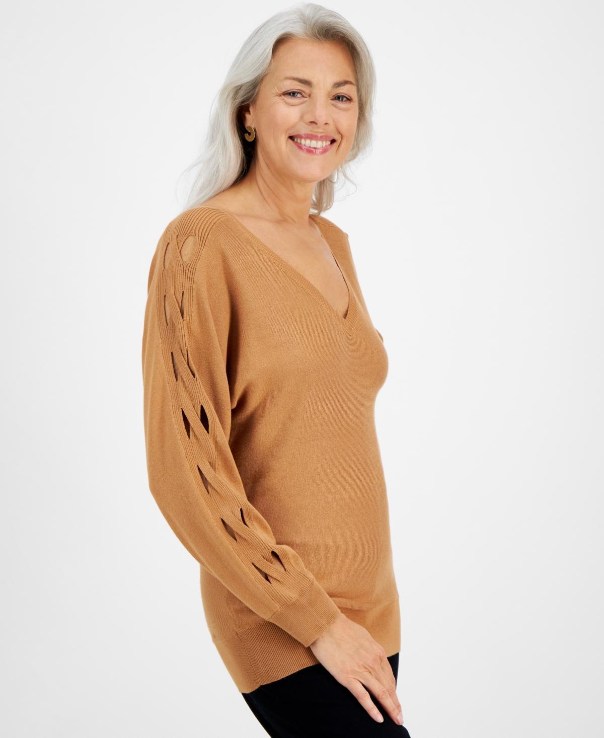 Jm Collection Womens Cutout-Sleeve Dolman Sweater, Created for Macys Product Image