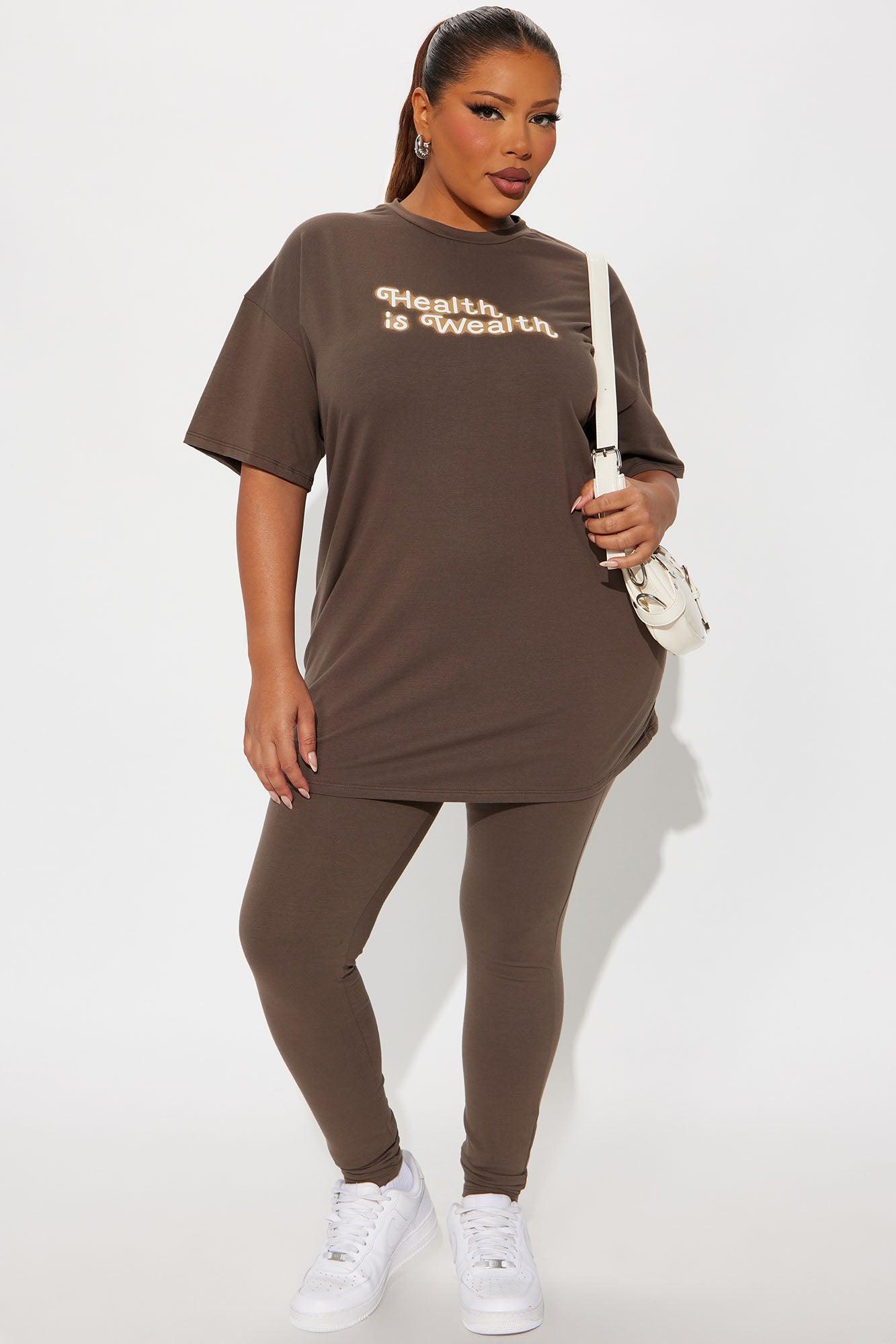 Health Is Wealth Legging Set - Brown Product Image