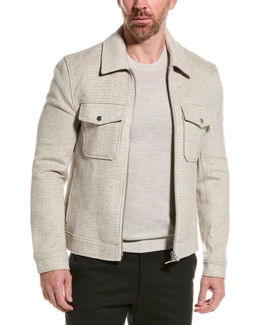 REISS Maray Zip-through Wool-blend Jacket In Brown Product Image