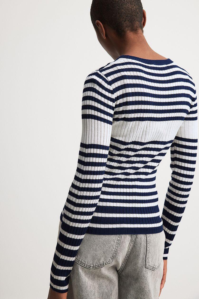 Fine Knitted Striped Sweater Product Image