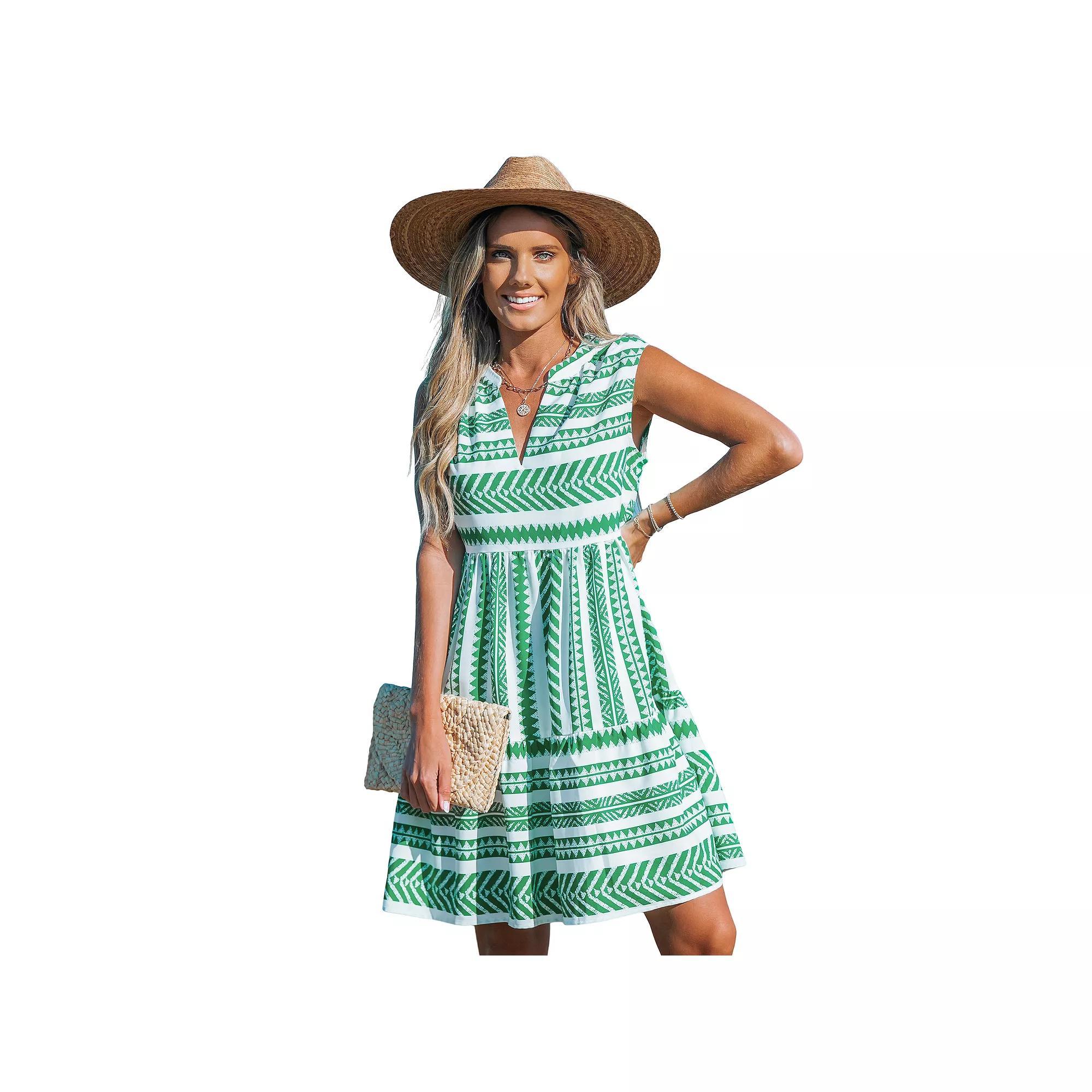 Women's Cupshe Geometric Mini Dress, Size: XS, Green Product Image