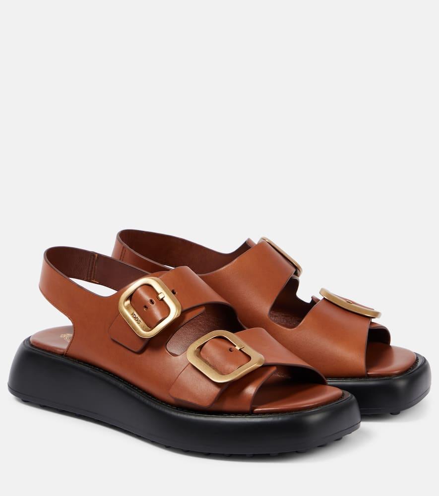 TOD'S Leather Sandals In Brandy Scuro Product Image