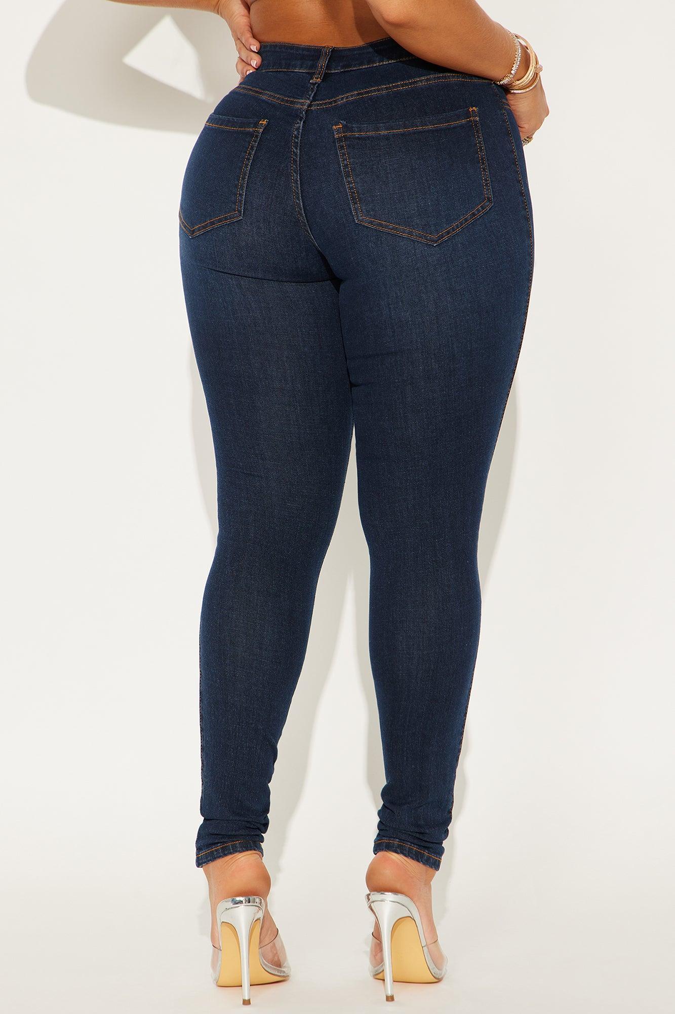 Fantasy Mid Rise Ripped Skinny Denim Jeans - Dark Denim Product Image