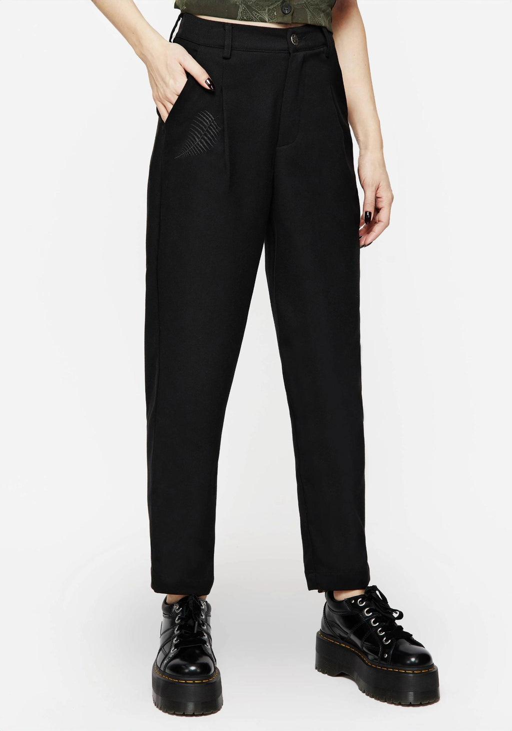 Marsilea Fern Embroidered Tapered Tailored Trousers Product Image