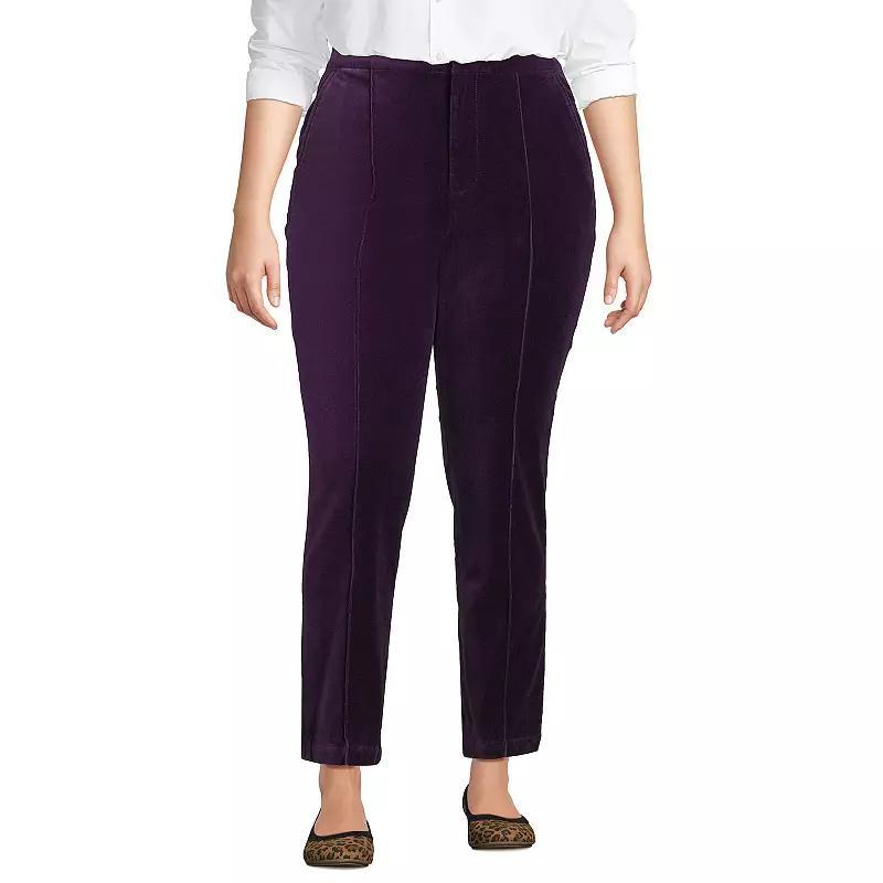 Women's Lands' End Velvet High Rise Pintuck Pencil Ankle Pants, Size: 18, Deep Balsam Product Image