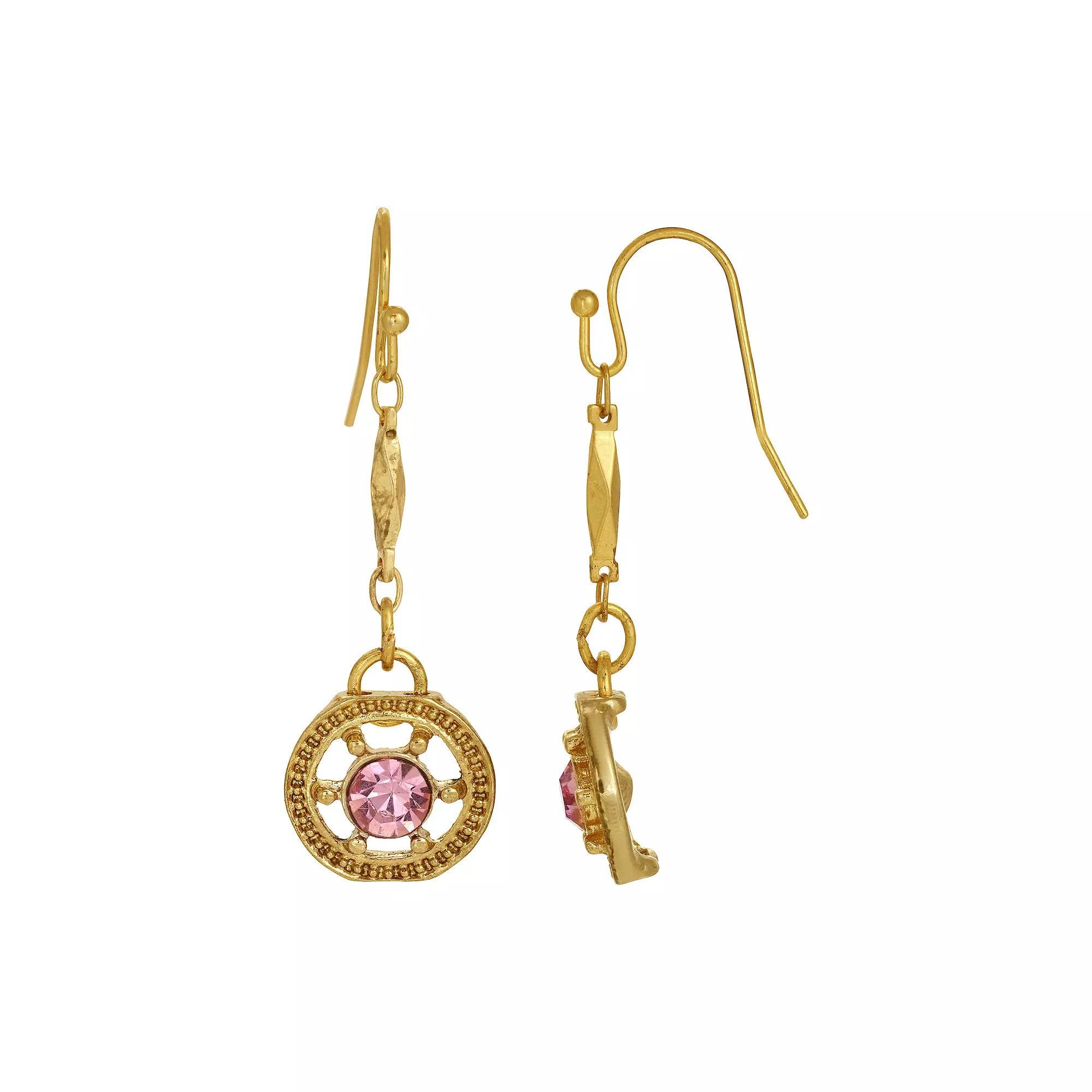 1928 Gold Tone Drop Earring, Womens, Pink Product Image