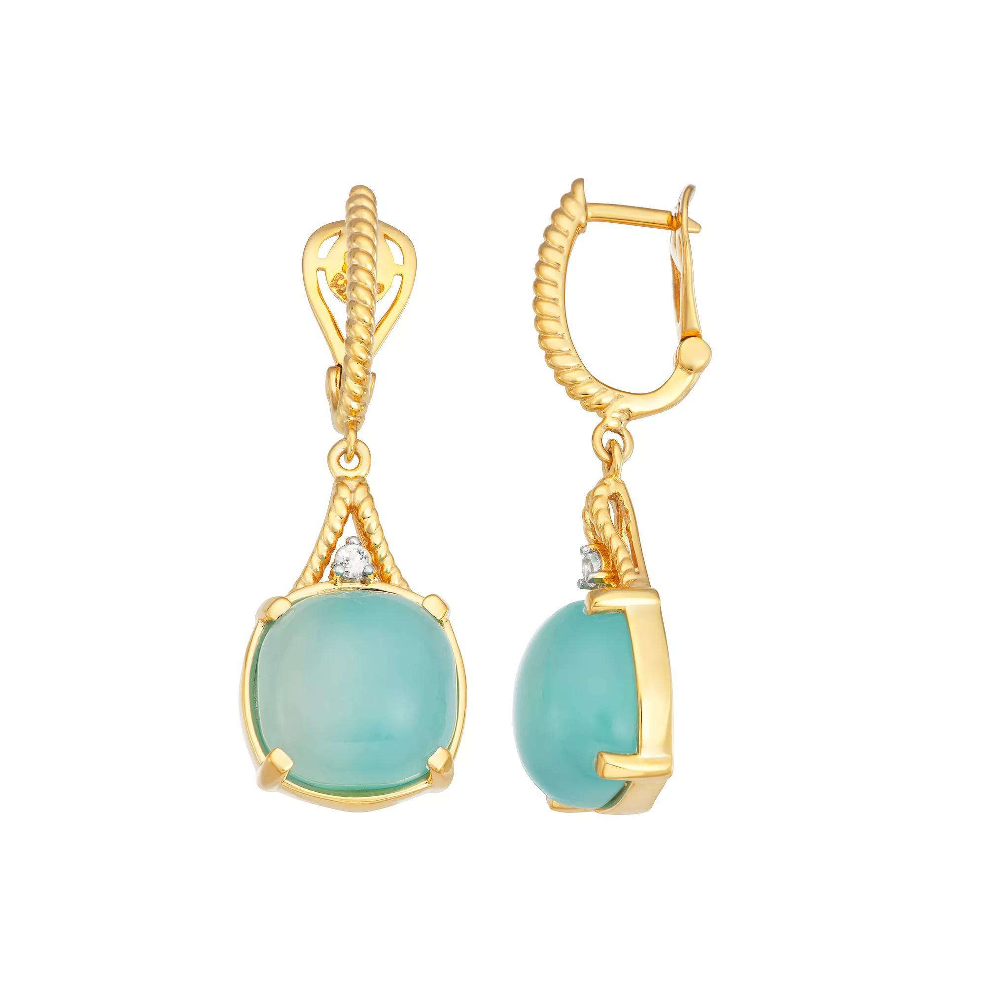 Jewelexcess 14k Gold Over Silver Chalcedony & White Topaz Drop Earrings, Women's, 14k Gold Plated Product Image