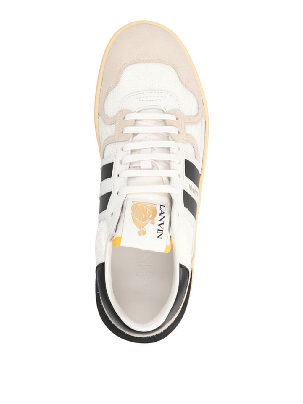 LANVIN Black And White Leather Clay Low Mesh Sneakers Product Image