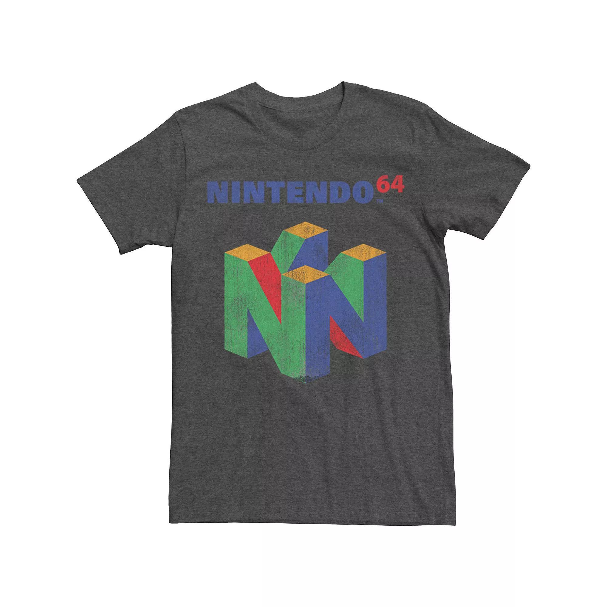 Big & Tall Nintendo Black Copier Logo Vintage Tee, Men's, Size: 5XL, Grey Heather Product Image