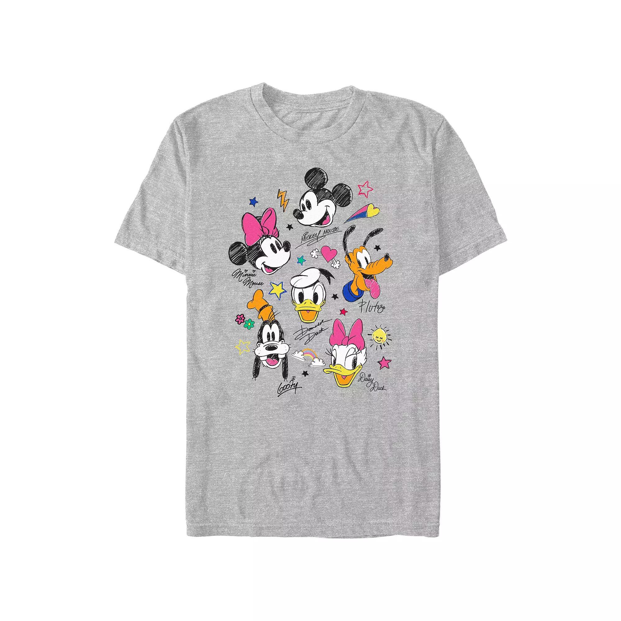 Disney's Mickey Mouse And Friends Doodles Juniors' Graphic Tee, Women's, Size: Large, Athletic Grey Product Image