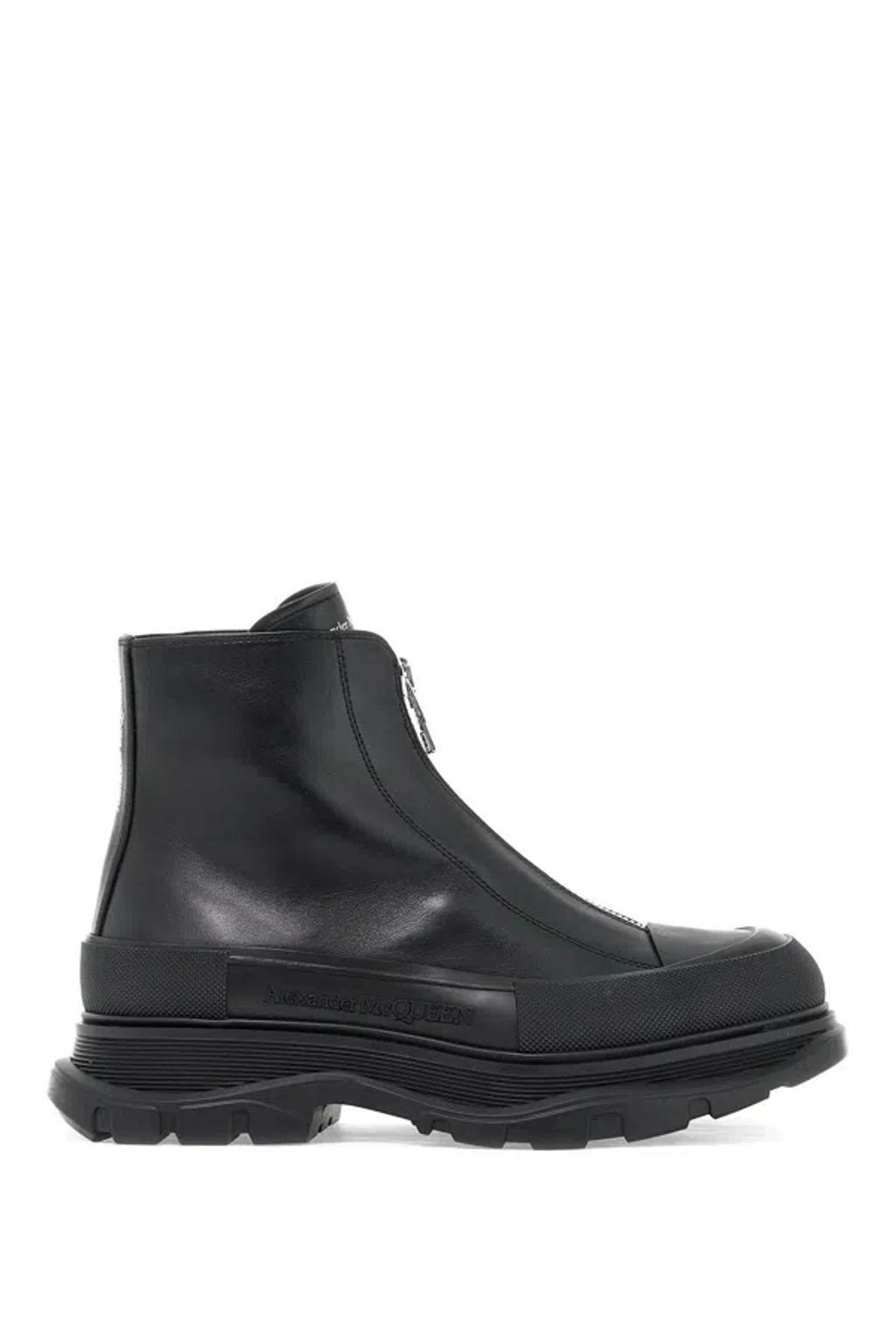 ALEXANDER MCQUEEN Tread Slick Zip-up Ankle Boots In Black Product Image