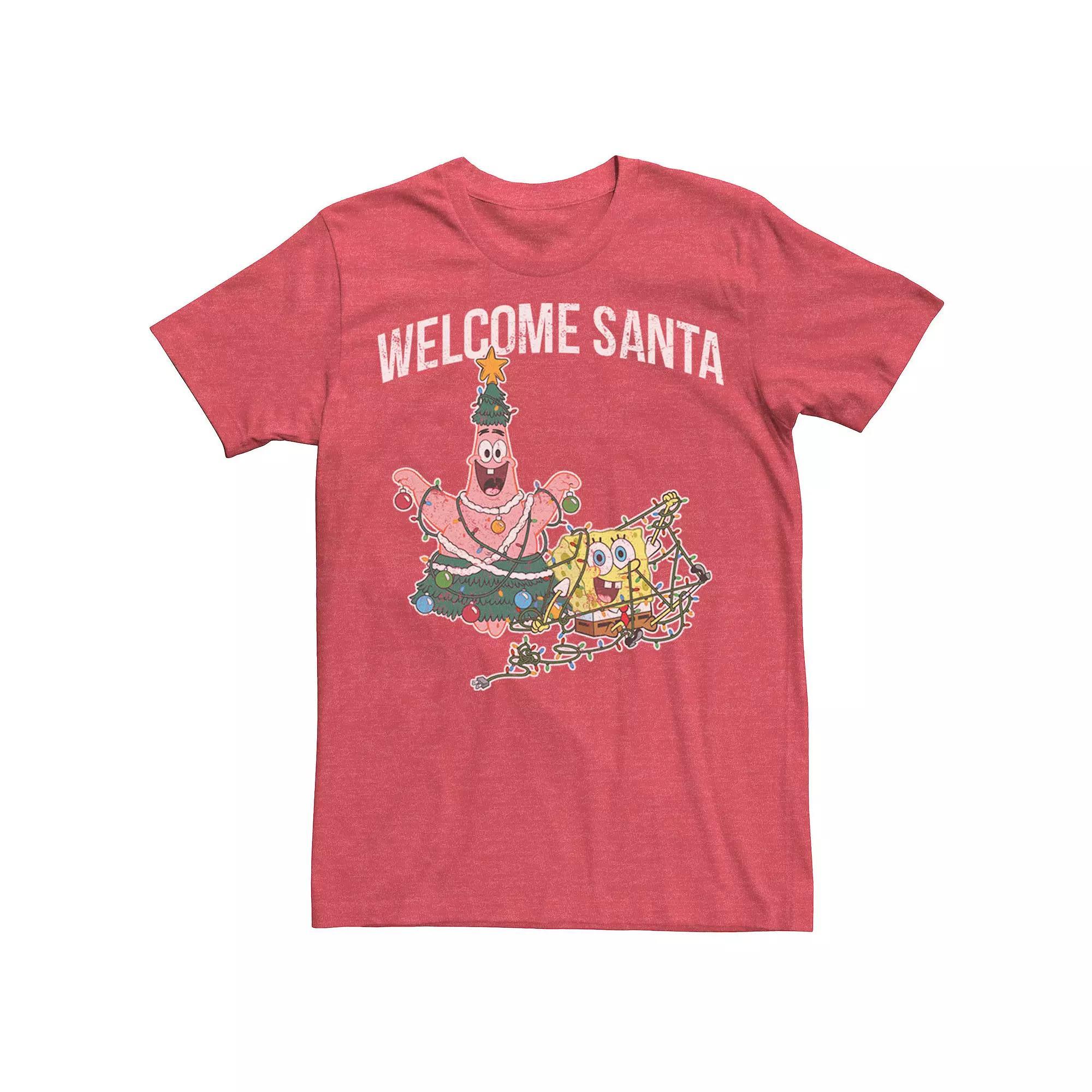 Men's Spongebob Squarepants Patrick Welcome Santa Tee, Size: Medium, Royal Grey Product Image