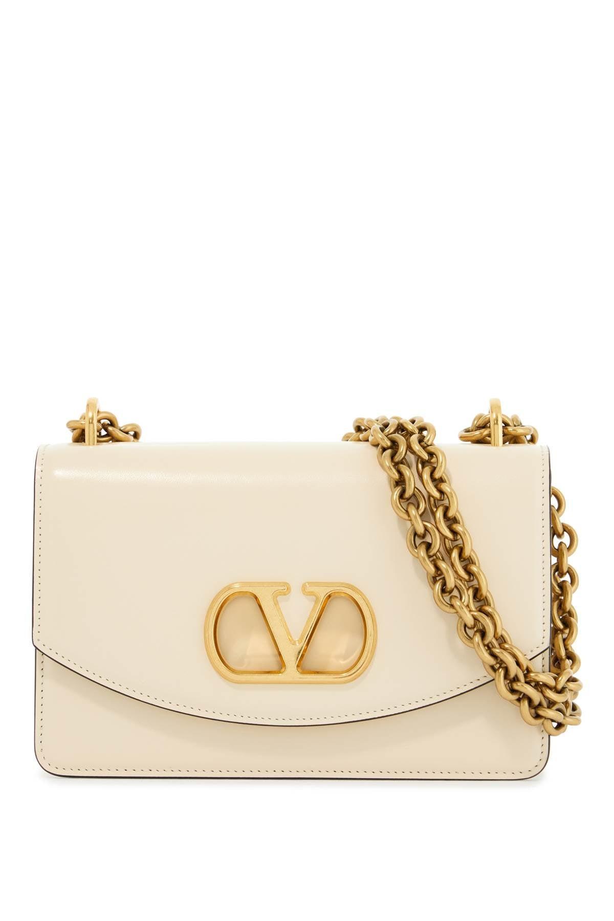 VALENTINO GARAVANI Borsa A Spalla Piccola In Pelle Butter White Con Tracolla A Catena Product Image