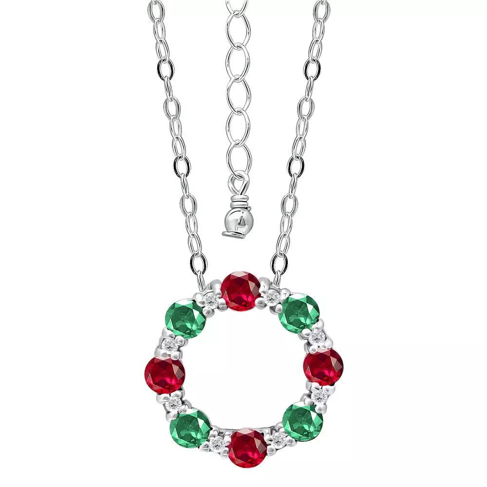Aleure Precioso Sterling Silver Cubic Zirconia Circle Pendant Necklace, Women's, Size: 16", Silver Tone Team Product Image