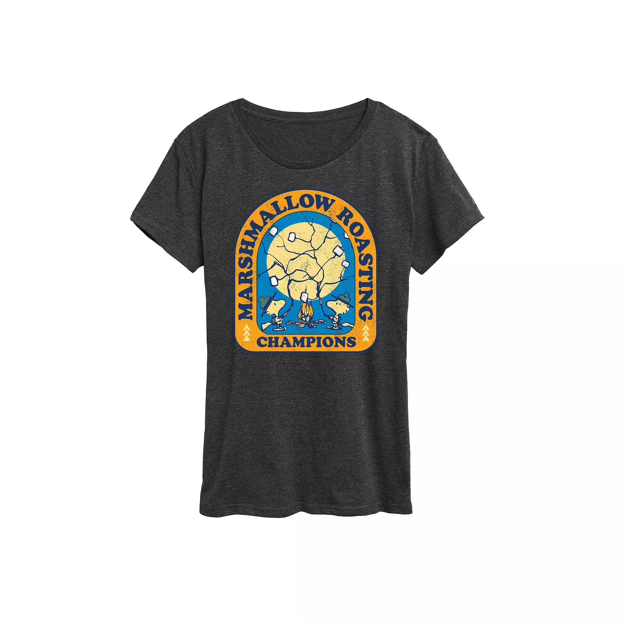Women's Peanuts Woodstock Marshmallow Roasting Graphic Tee, Size: XL, Blue Product Image