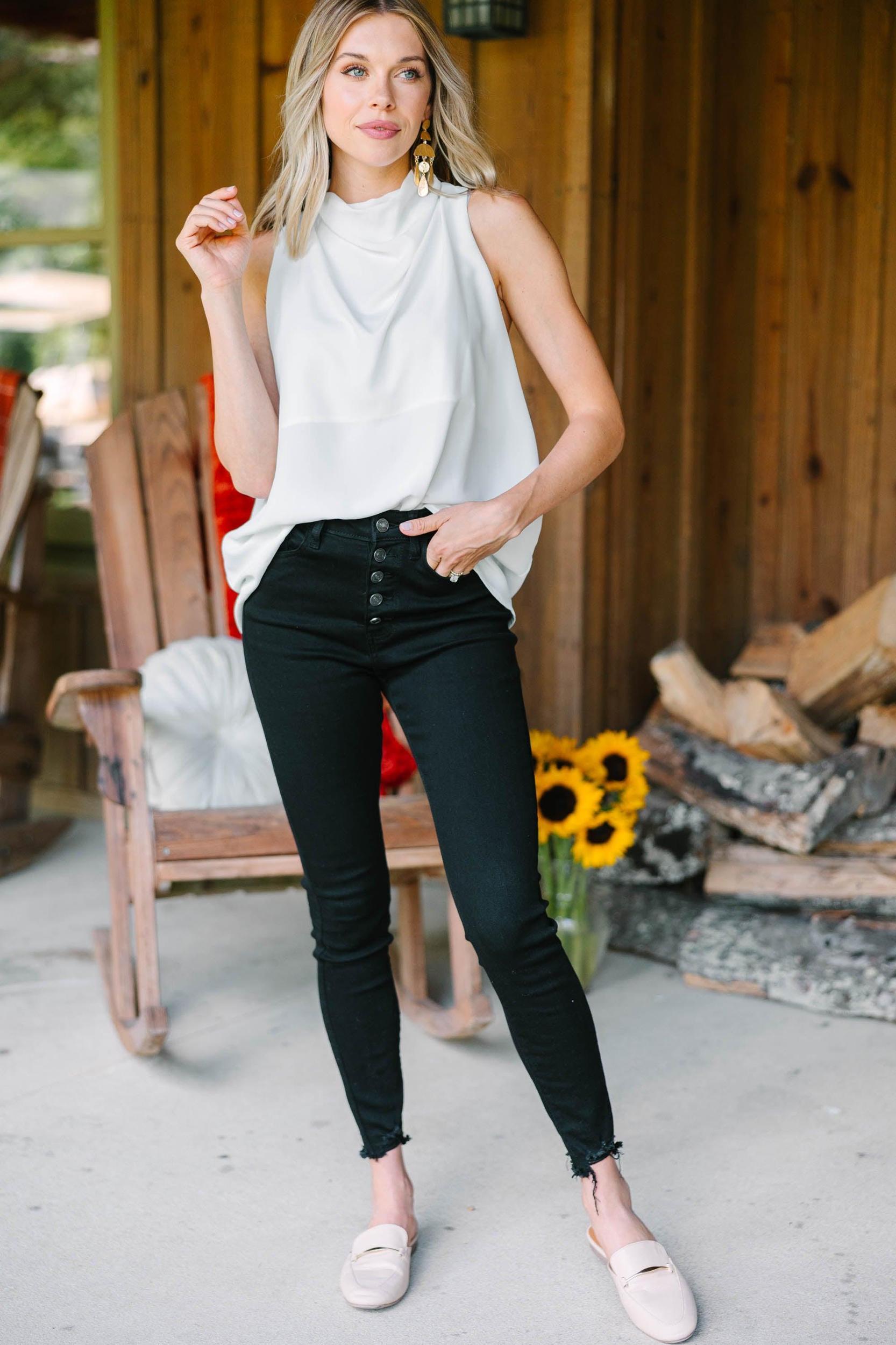 Tell Your Story Cream White Cowl Neck Tank Female Product Image