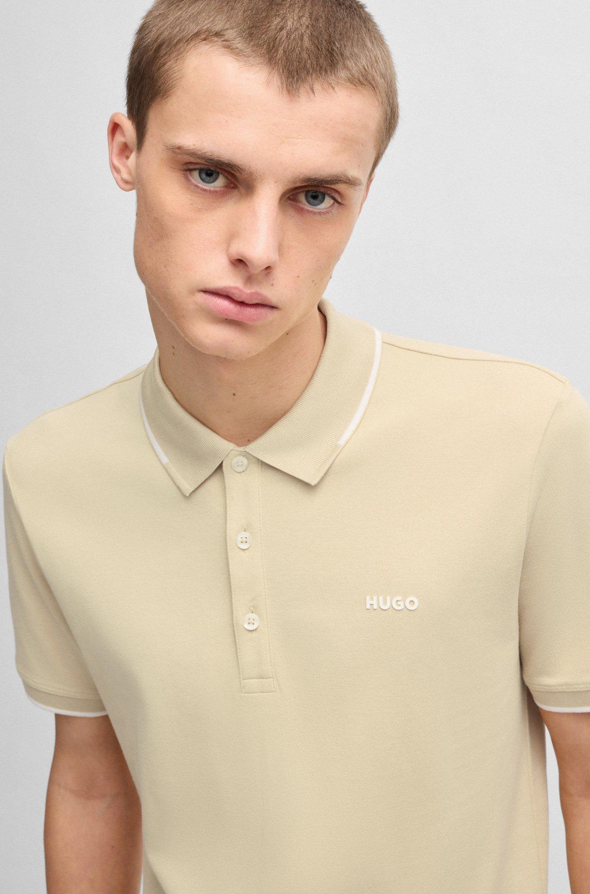 Stretch-cotton slim-fit polo shirt with printed logo Product Image