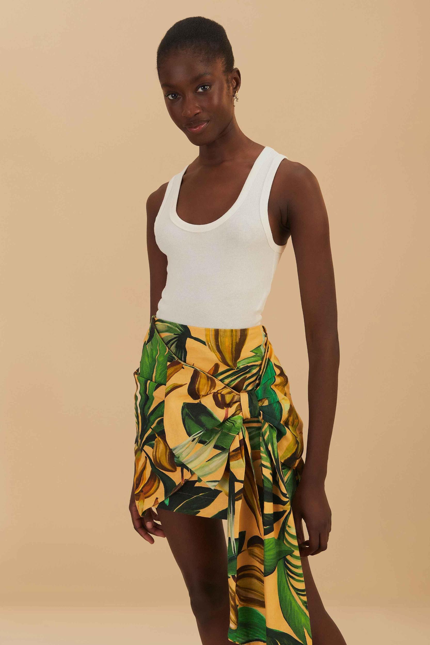 Yellow Bananart Side Bow Mini Skirt, BANANART YELLOW / S Product Image