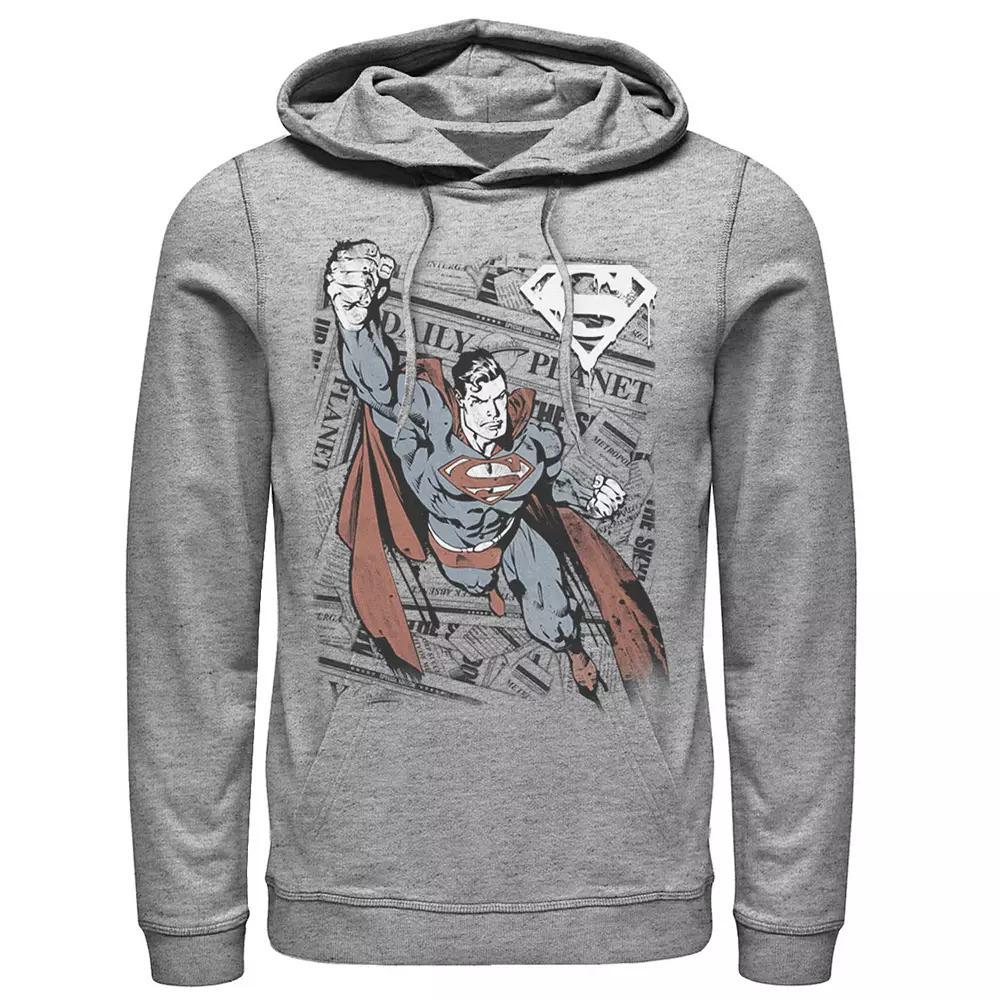 Men's DC Comics Superman Daily Planet Background Poster Hoodie, Size: Medium, Athletic Grey Product Image