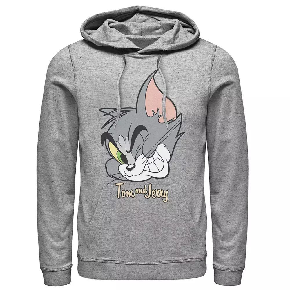 Mens Tom And Jerry Tom Cat Big Face Hoodie, Men's, Size: Large, Athletic Grey Product Image