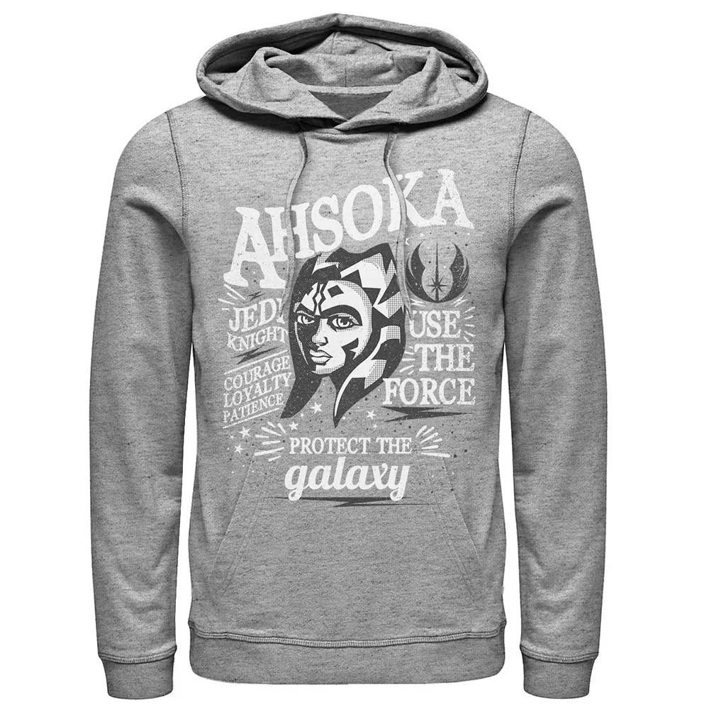 Men's Star Wars Ahsoka Head Shot Quote Collage Hoodie, Size: Large, Athletic Grey Product Image