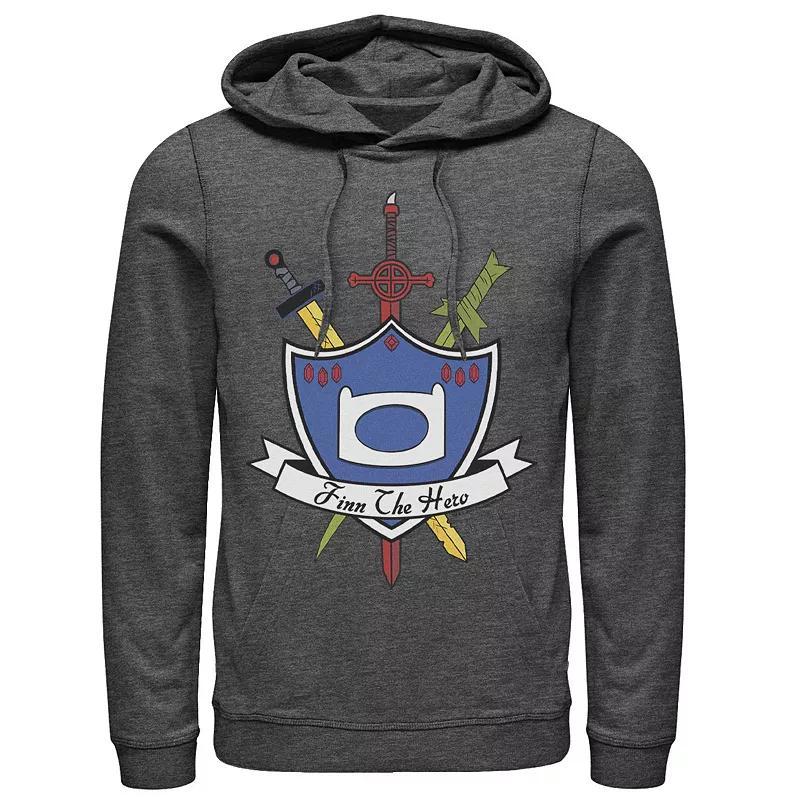 Men's Cartoon Network Adventure Time Finn The Hero Sword And Shield Banner Hoodie, Size: 3XL, Black Product Image