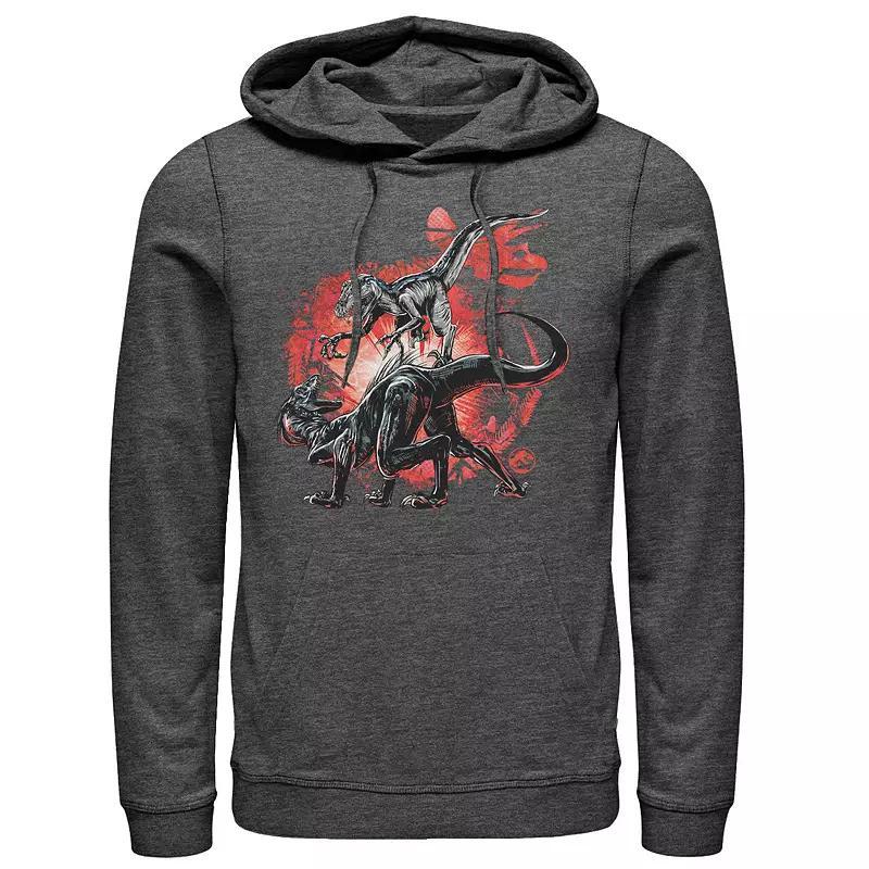 Men's Jurassic Park Tilted Retro Grid Logo Hoodie, Size: Medium, Grey Heather Product Image