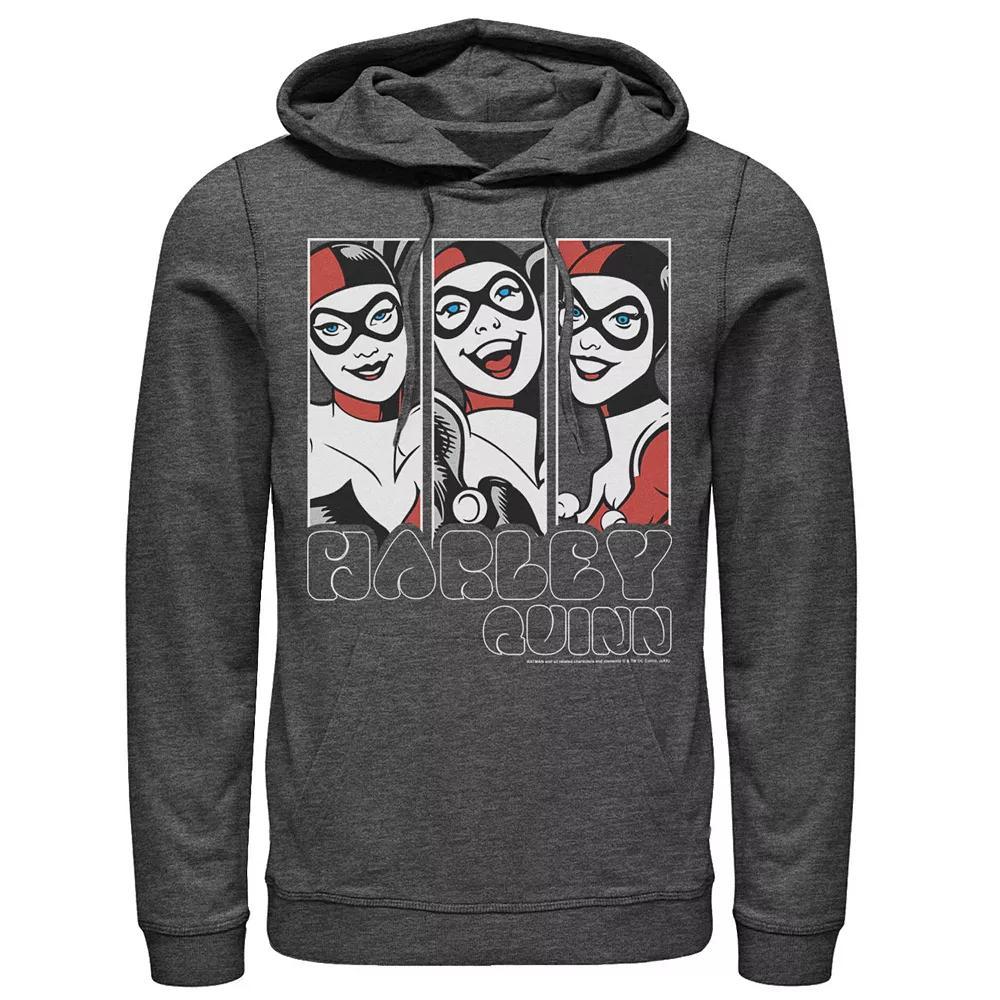 Men's Batman Harley Quinn Vintage Portrait Panel Hoodie, Size: Medium, Char Hthr Product Image