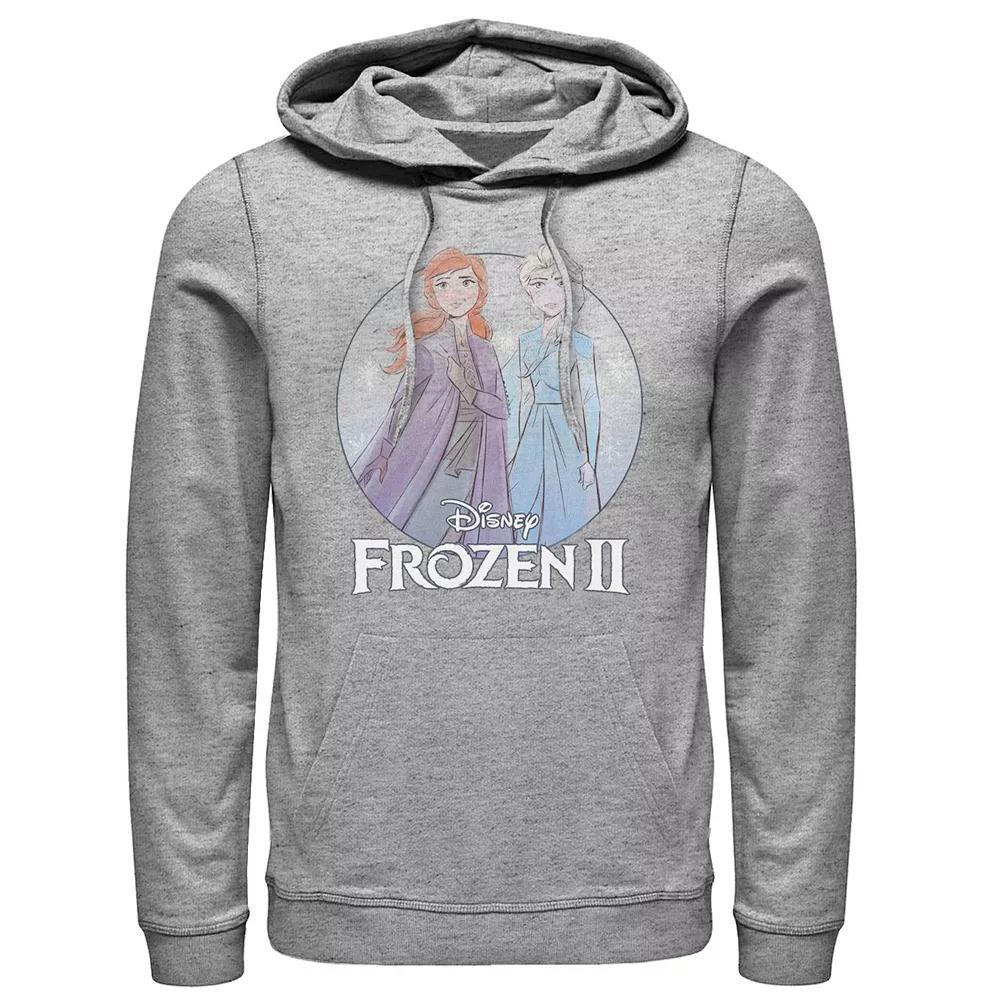 Men's Frozen 2 Anna & Elsa Water Color Pullover Hoodie, Size: XL, Athletic Grey Product Image