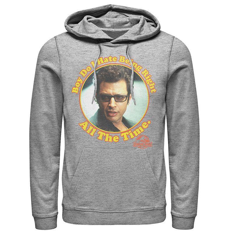 Men's Jurassic Park Hate Being Right All The Time Hoodie, Size: Small, Grey Heather Product Image