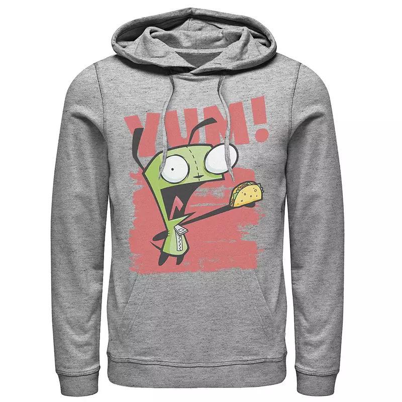 Men's Nickelodeon Invader Zim Gir Screaming Yum! Taco Portrait Graphic Hoodie, Size: XL, Athletic Grey Product Image