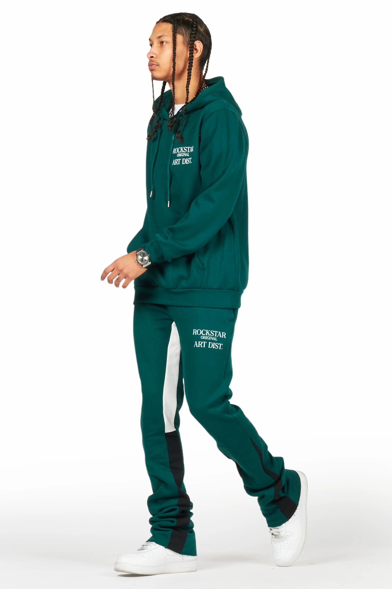 Briggs Dark Green Hoodie/Stacked Flare Track Set Male Product Image