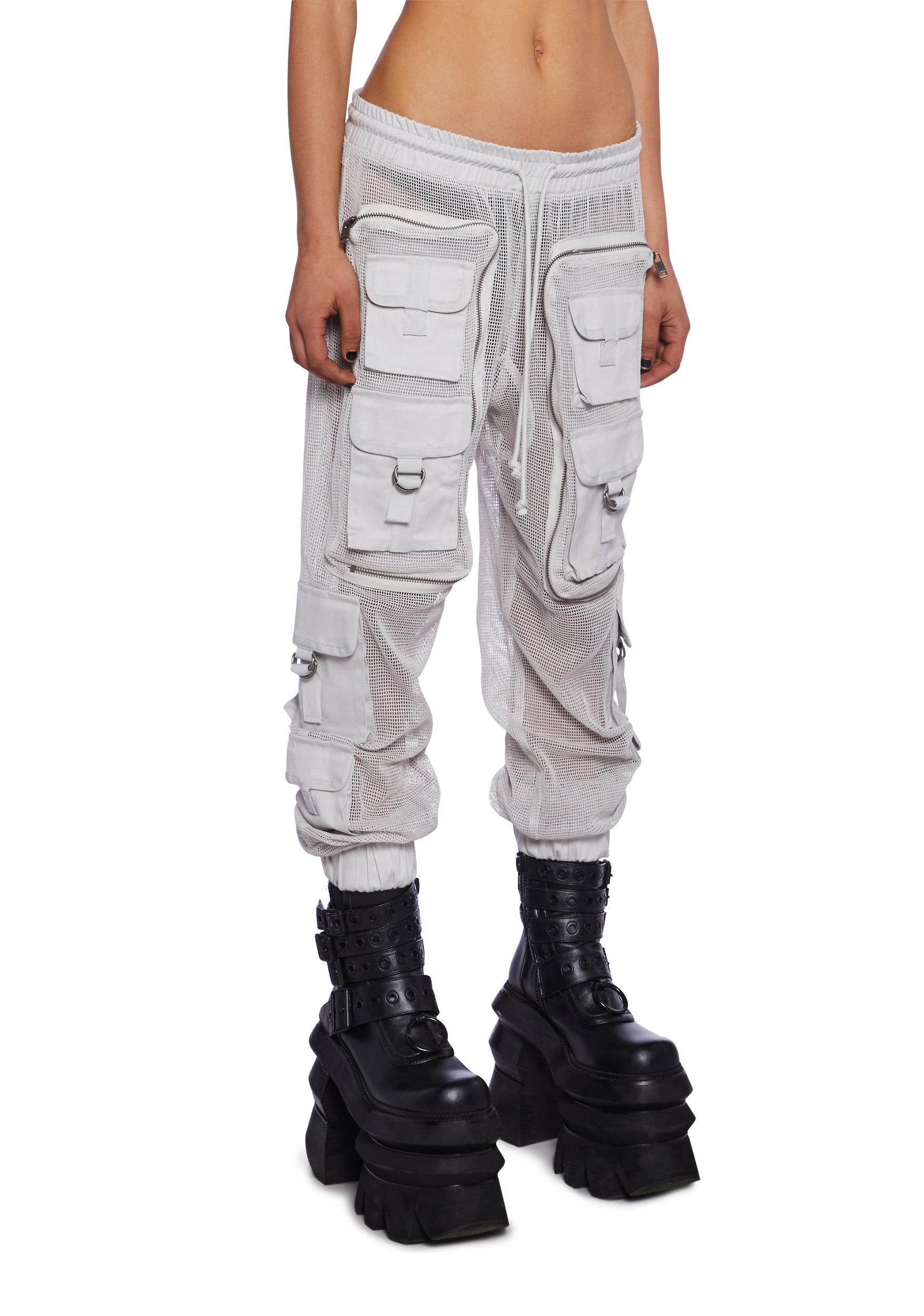 Complex Nights Fishnet Cargo Pants - Gray Product Image