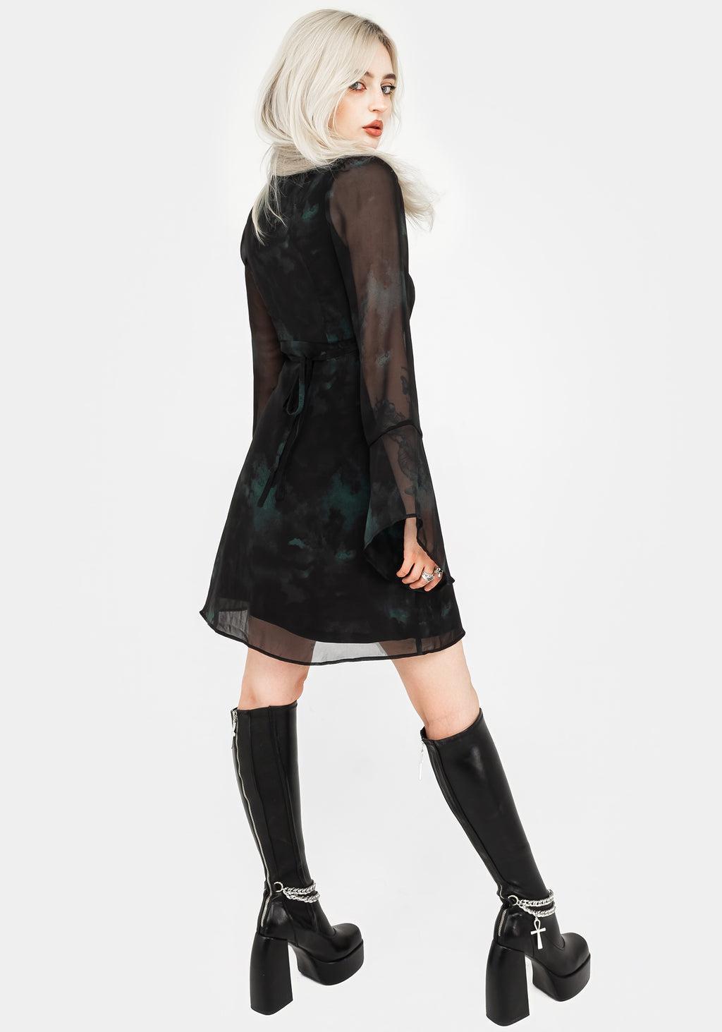 Lichen Bell Sleeve Chiffon Mini Dress Product Image