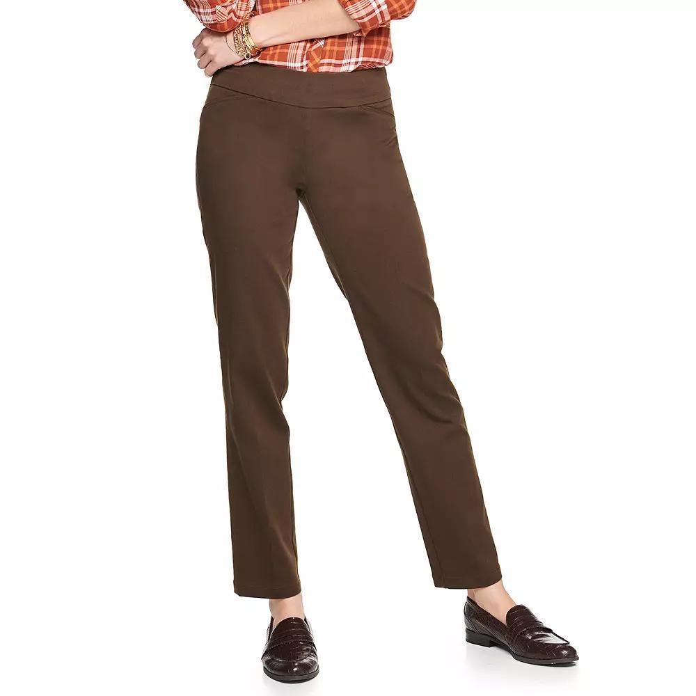 Women's Croft & Barrow® Effortless Stretch Pull-On Straight-Leg Pants, Size: 10, Brown Product Image