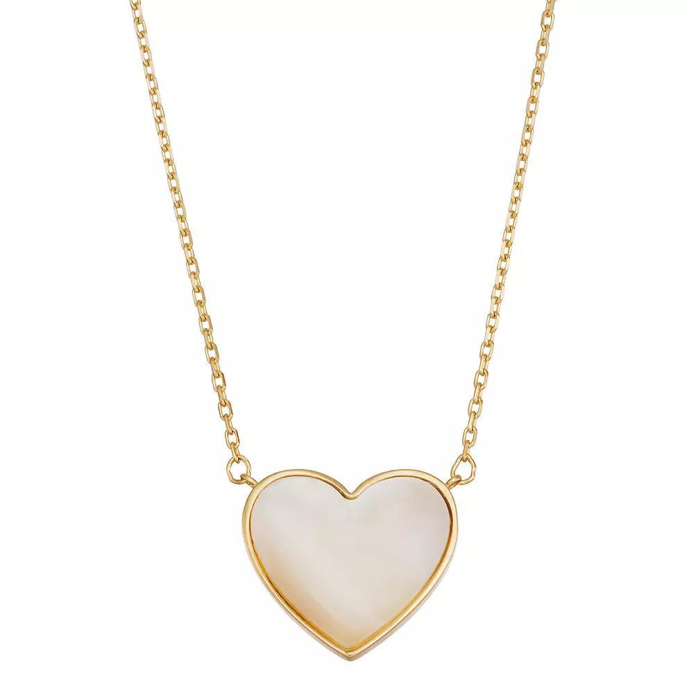 Au Naturale 14k Gold Mother Of Pearl Heart Pendant Necklace, Women's, Size: 16" Product Image