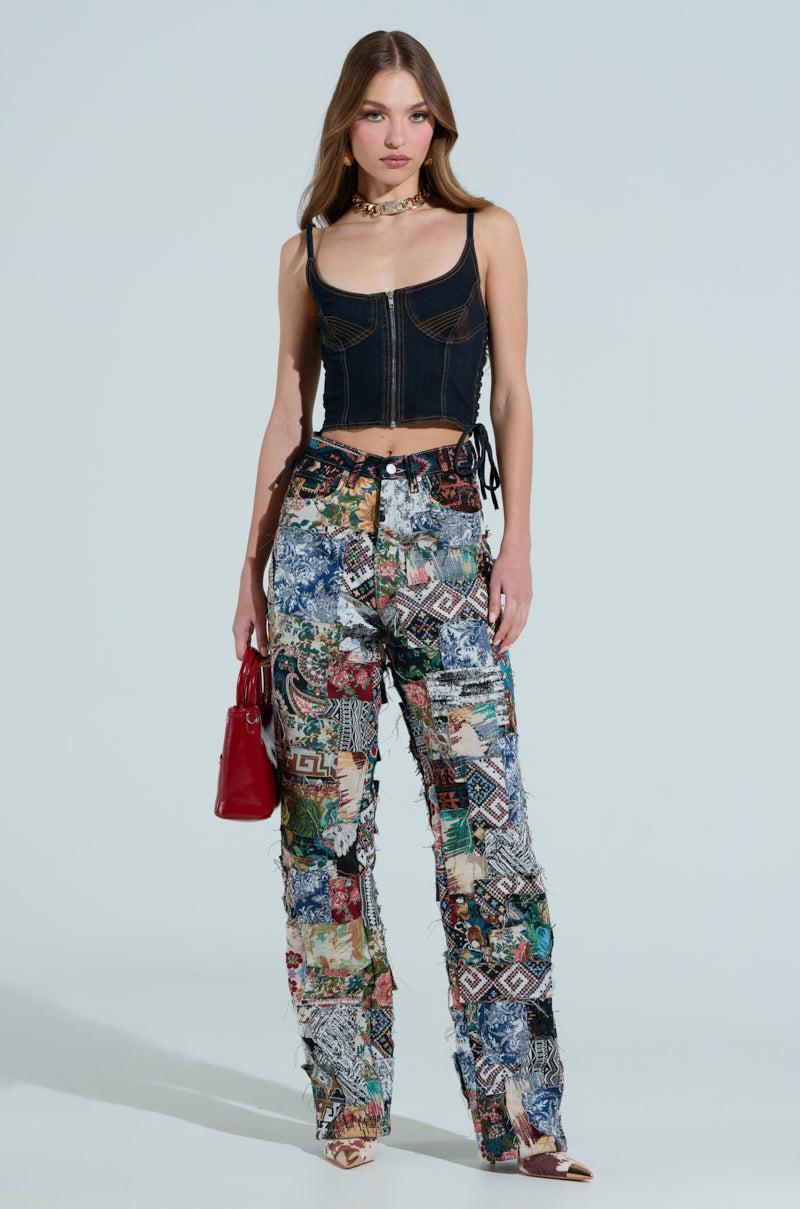 ODESSA RELAXED FIT PATCHWORK PANTS Product Image